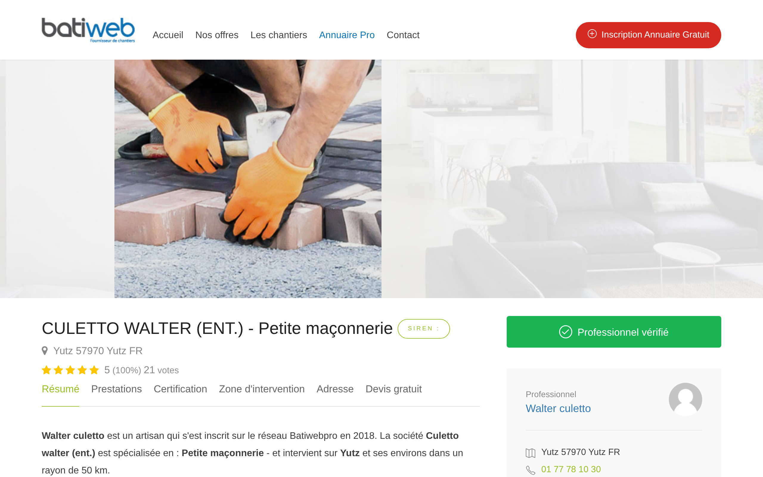 Aperçu du site Culetto Walter (ENT.)