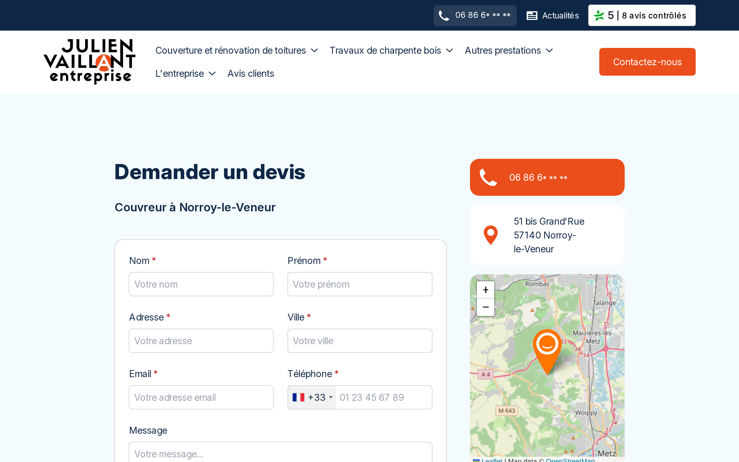 Aperçu du site Julien Vaillant Entreprise
