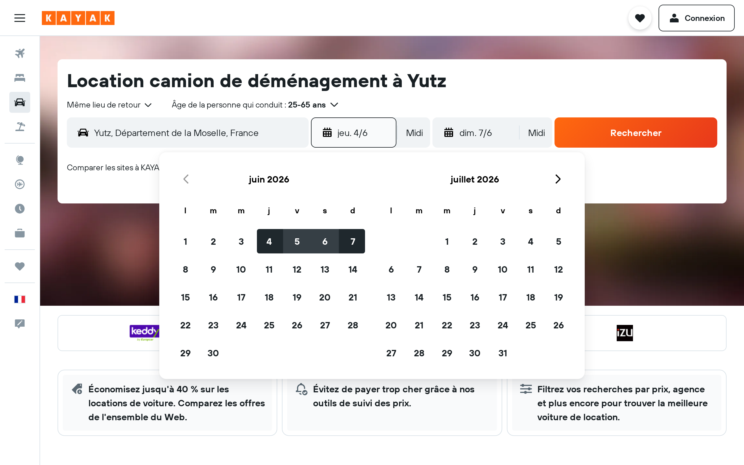 Aperçu du site KAYAK