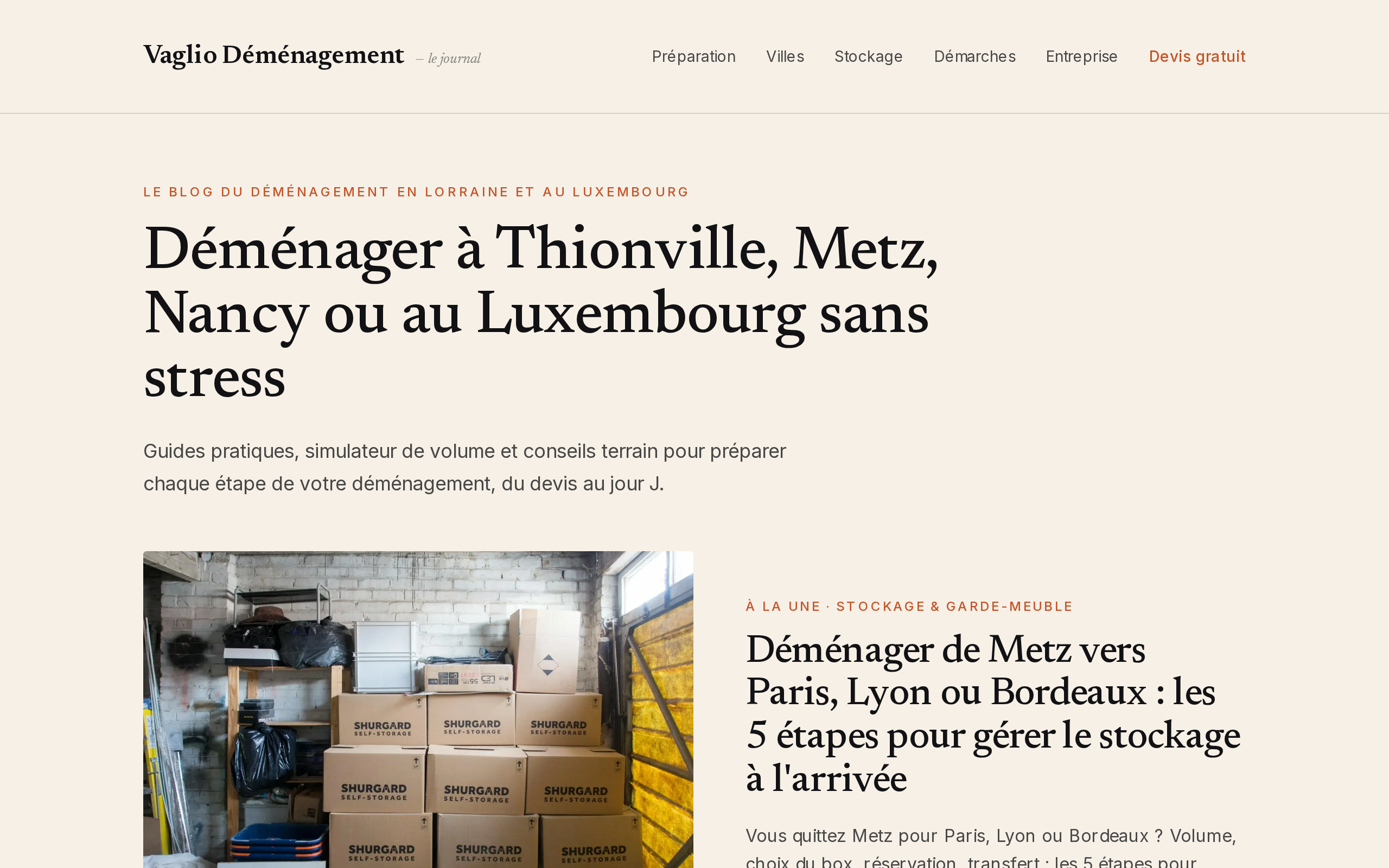 Aperçu du site Le Blog du Déménagement en Lorraine et au Luxembourg