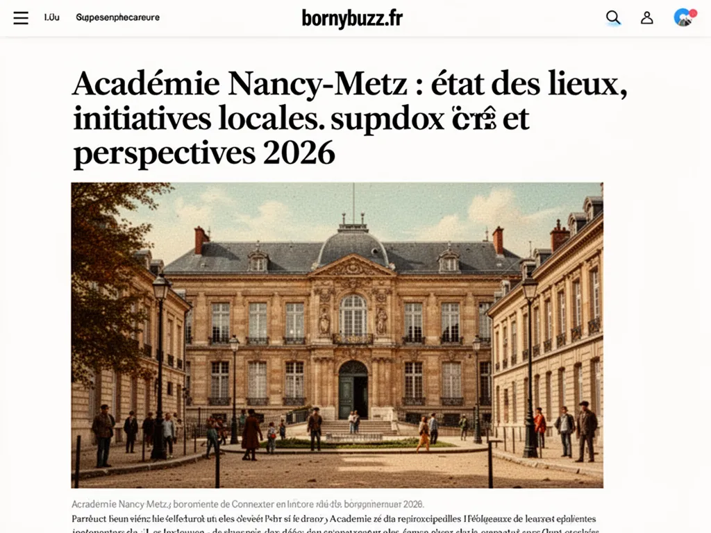 Façade d'un lycée de la région Grand Est, élèves sur le parvis un matin