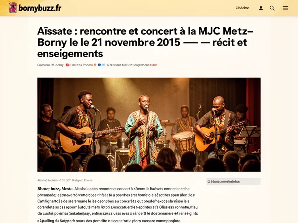 Aïssate : rencontre et concert à la MJC Metz-Borny le 21 novembre 2015 : récit et enseignements