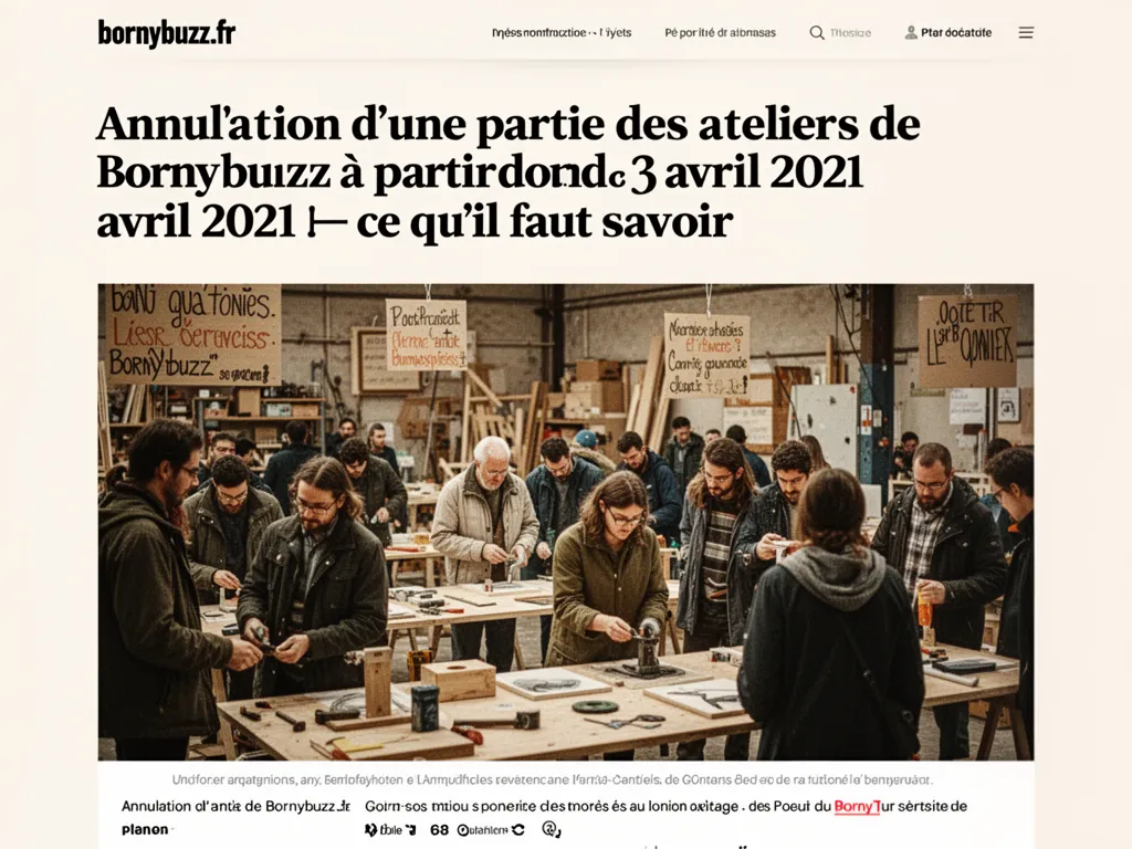 Annulation d'une partie des ateliers de Bornybuzz à partir du samedi 3 avril 2021 : ce qu’il faut savoir