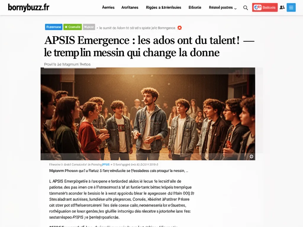 APSIS Emergence : les ados ont du talent! : le tremplin messin qui change la donne