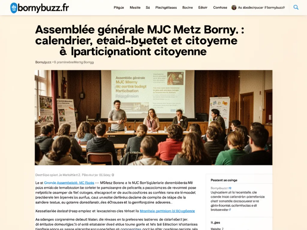 Assemblée générale MJC Metz Borny : calendrier, budget et participation citoyenne