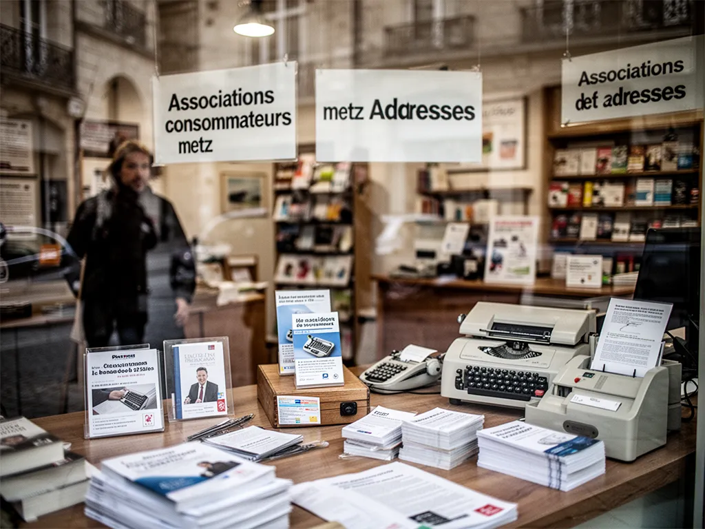 Façade d'un local associatif à Metz avec une affiche mentionnant la défense des consommateurs