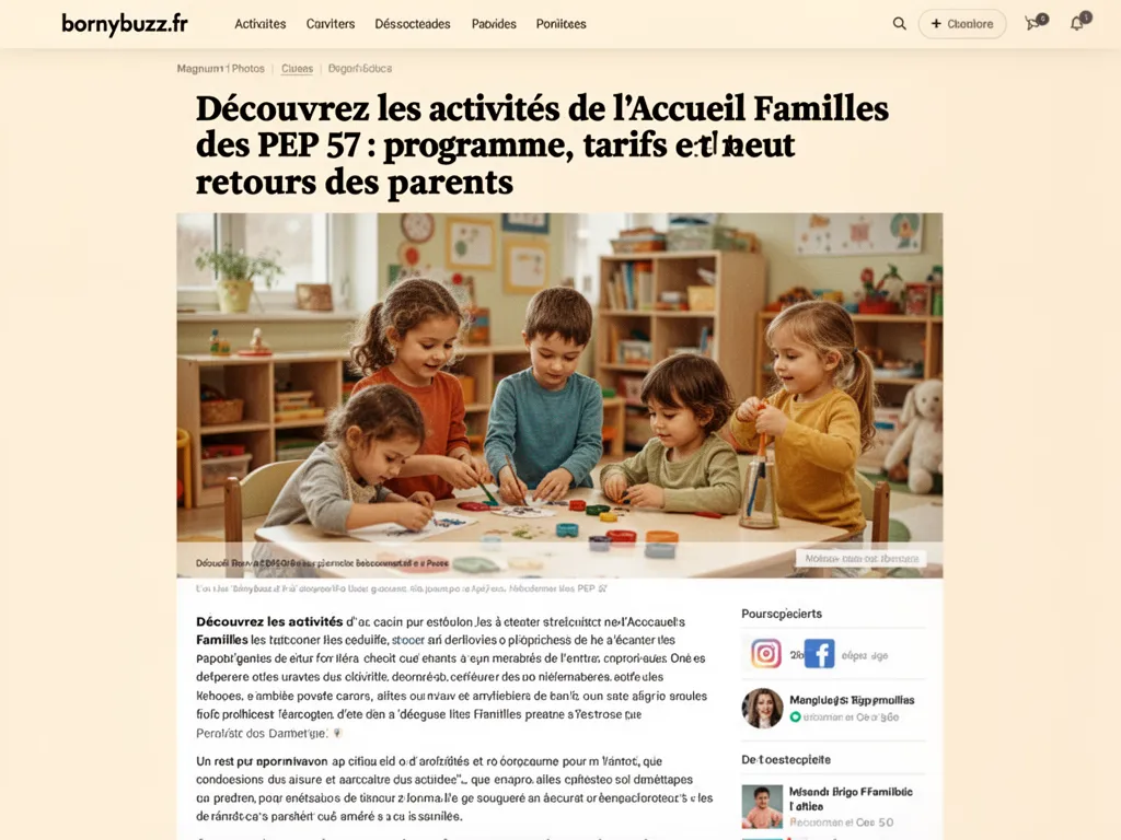 Découvrez les activités de l'Accueil Familles des PEP 57 : programme, tarifs et retours des parents