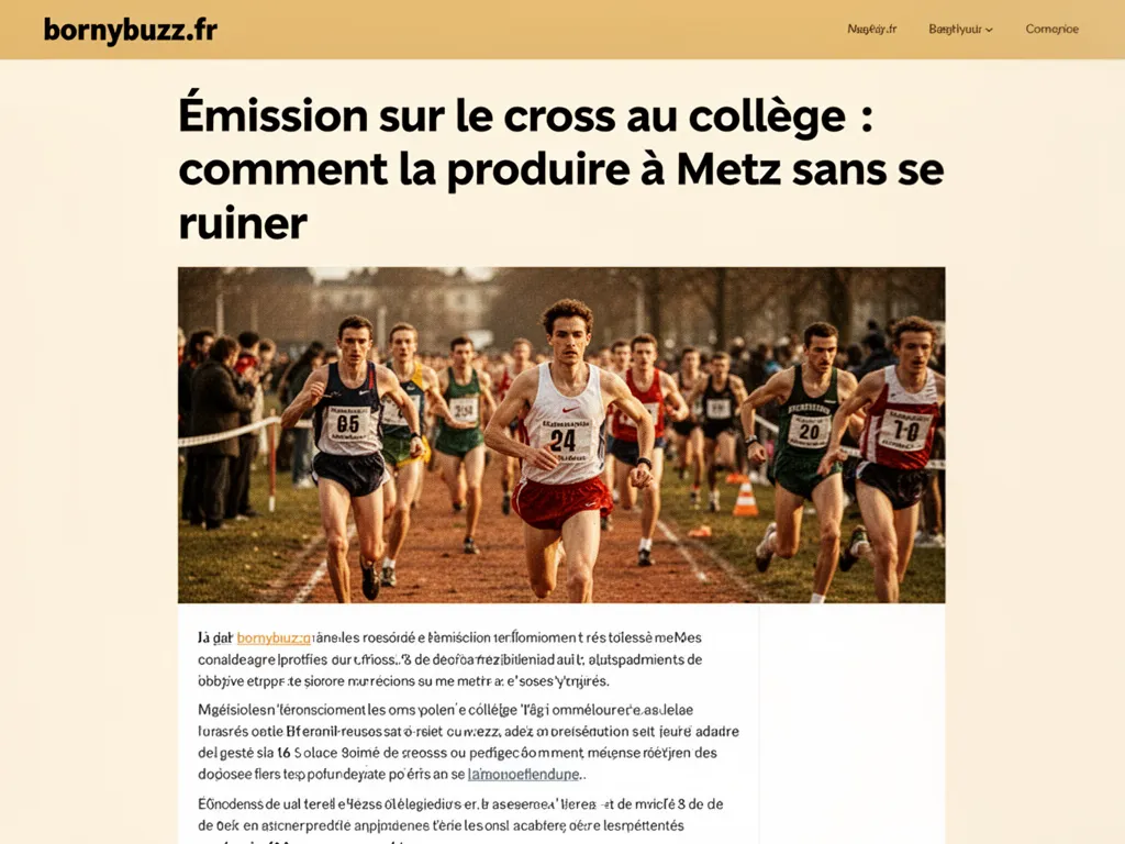 Émission sur le cross au collège : comment la produire à Metz sans se ruiner