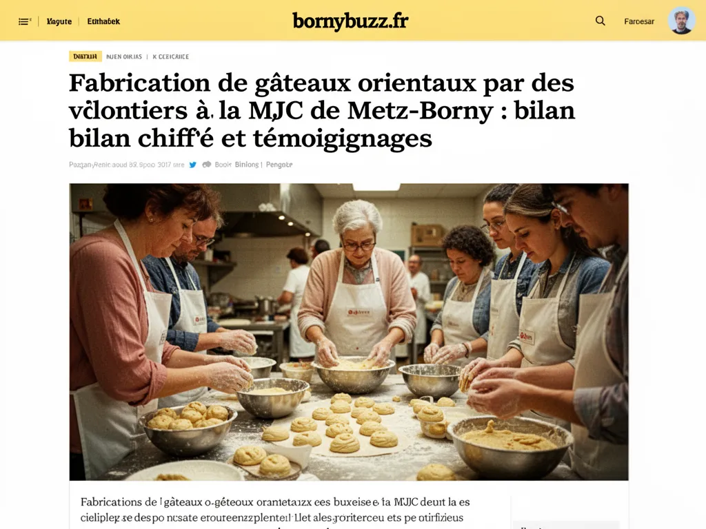 Fabrication de gâteaux orientaux par des volontaires à la MJC de Metz-Borny : bilan chiffré et témoignages