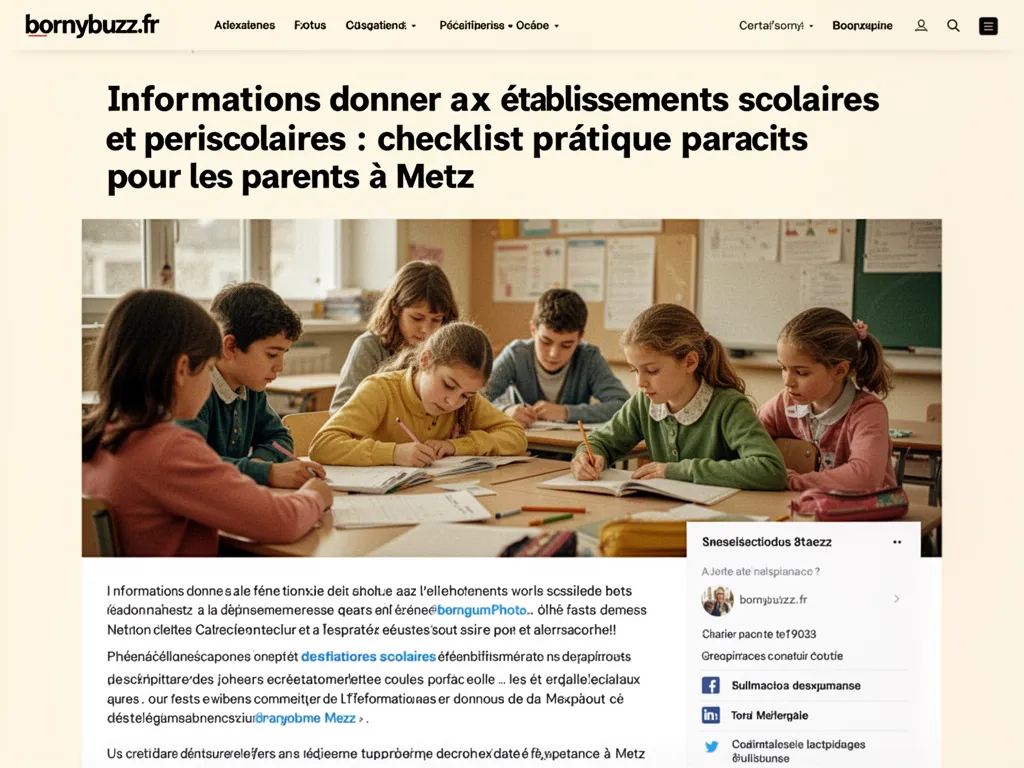 Informations donner aux etablissements scolaires et periscolaires : checklist pratique pour les parents à Metz