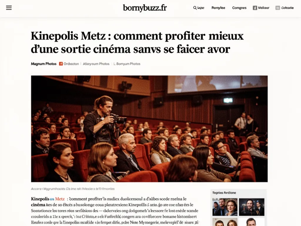 Façade d'un complexe de cinéma avec affiches lumineuses et visiteurs entrant en soirée