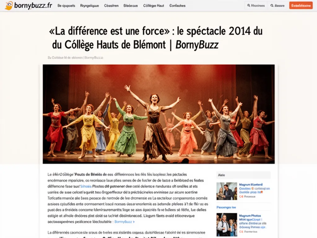«La différence est une force» : le spectacle 2014 du Collège Hauts de Blémont | BornyBuzz