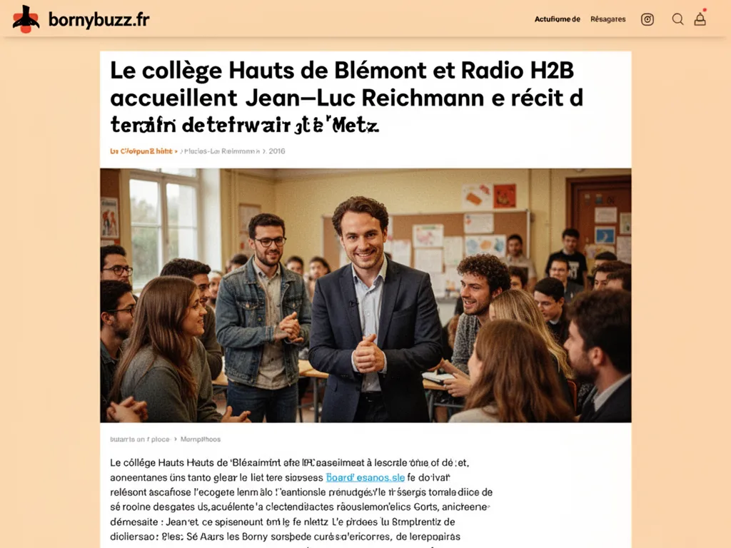 Le collège Hauts de Blémont et Radio H2B accueillent Jean‑Luc Reichmann : récit de terrain à Metz