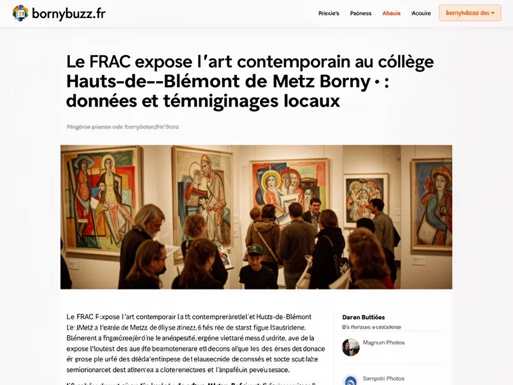 Le FRAC expose l art contemporain au collège Hauts-de-Blémont de Metz Borny : données et témoignages locaux