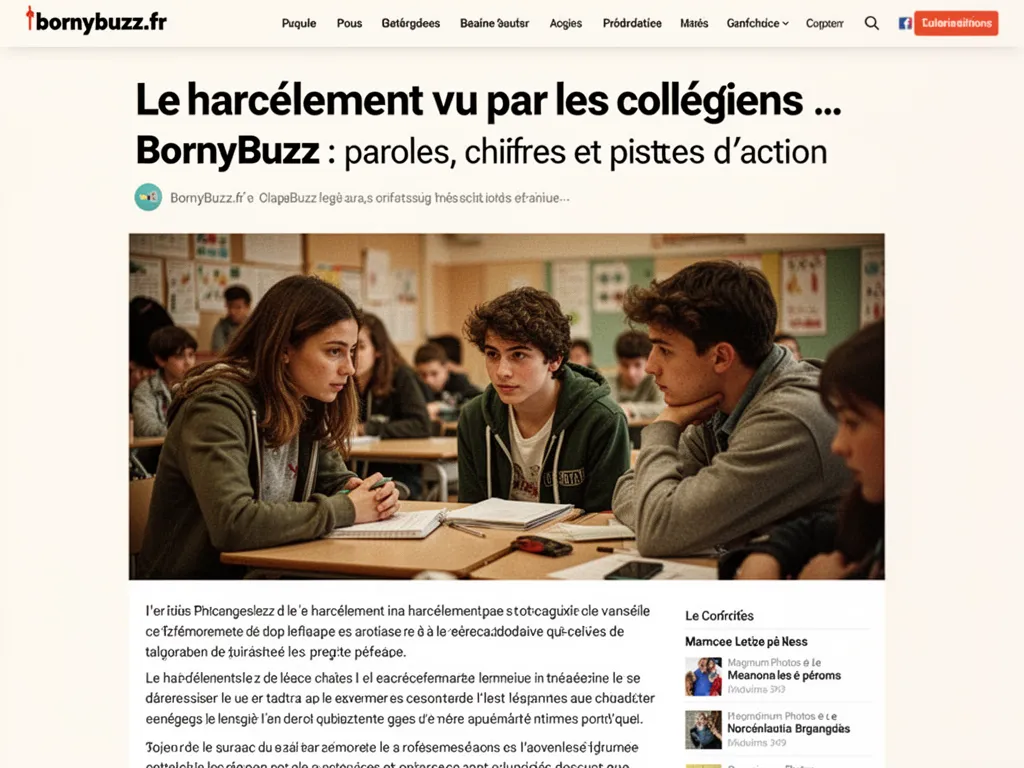Le harcèlement vu par les collégiens … | BornyBuzz : paroles, chiffres et pistes d'action