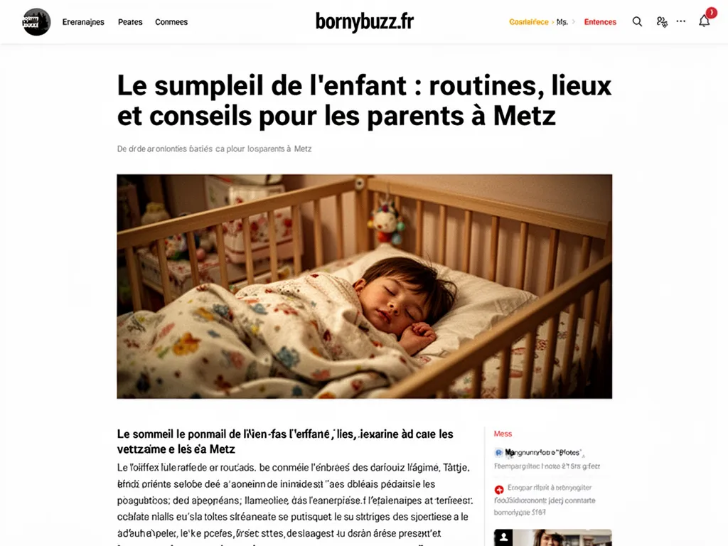 Le sommeil de l'enfant : routines, lieux et conseils pour les parents à Metz