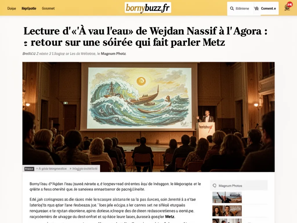 Lecture d'«À vau l'eau» de Wejdan Nassif à l'Agora : retour sur une soirée qui fait parler Metz
