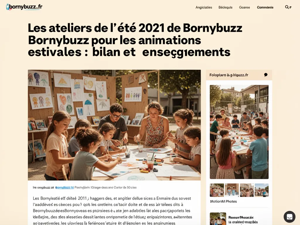Les ateliers de l'été 2021 de Bornybuzz pour les animations estivales : bilan et enseignements