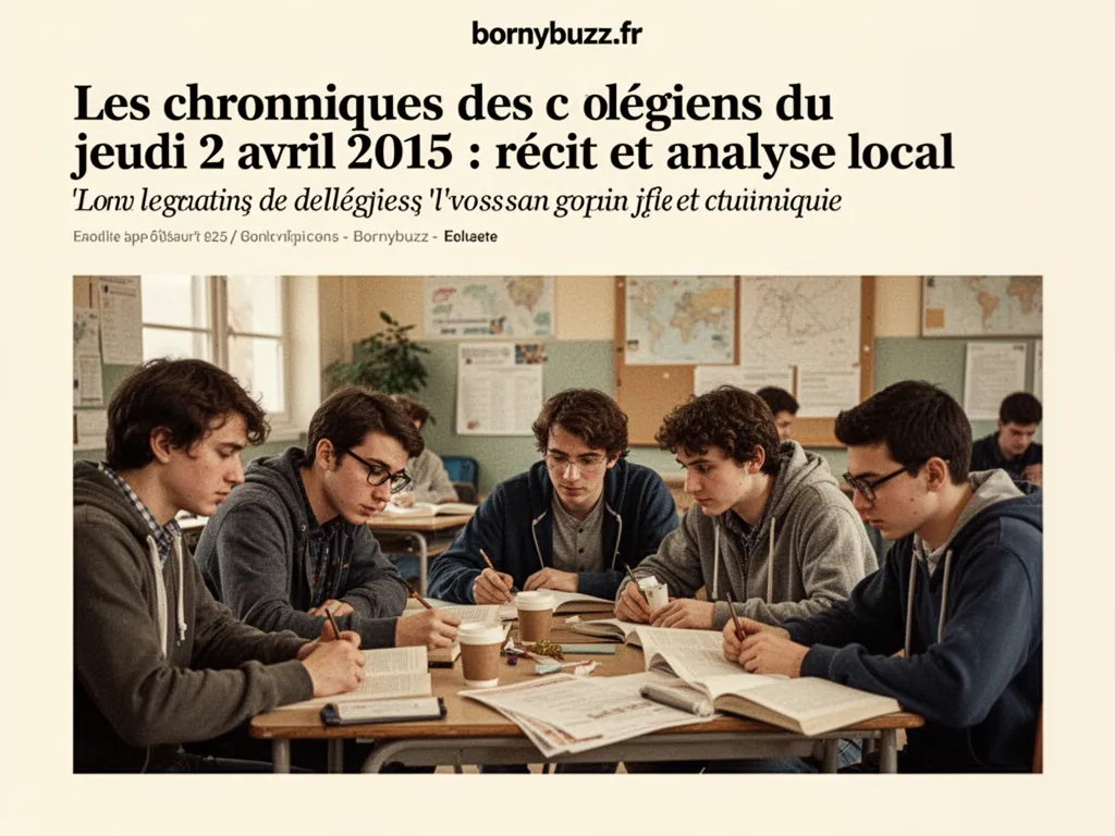 Les chroniques des collegiens du jeudi 2 avril 2015 : récit et analyse locale