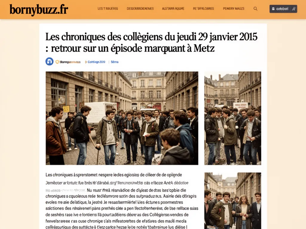 Les chroniques des collegiens du jeudi 29 janvier 2015 : retour sur un épisode marquant à Metz