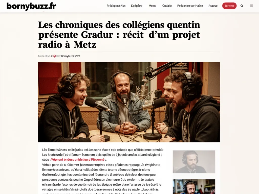 Les chroniques des collegiens quentin presente gradur : récit d’un projet radio à Metz