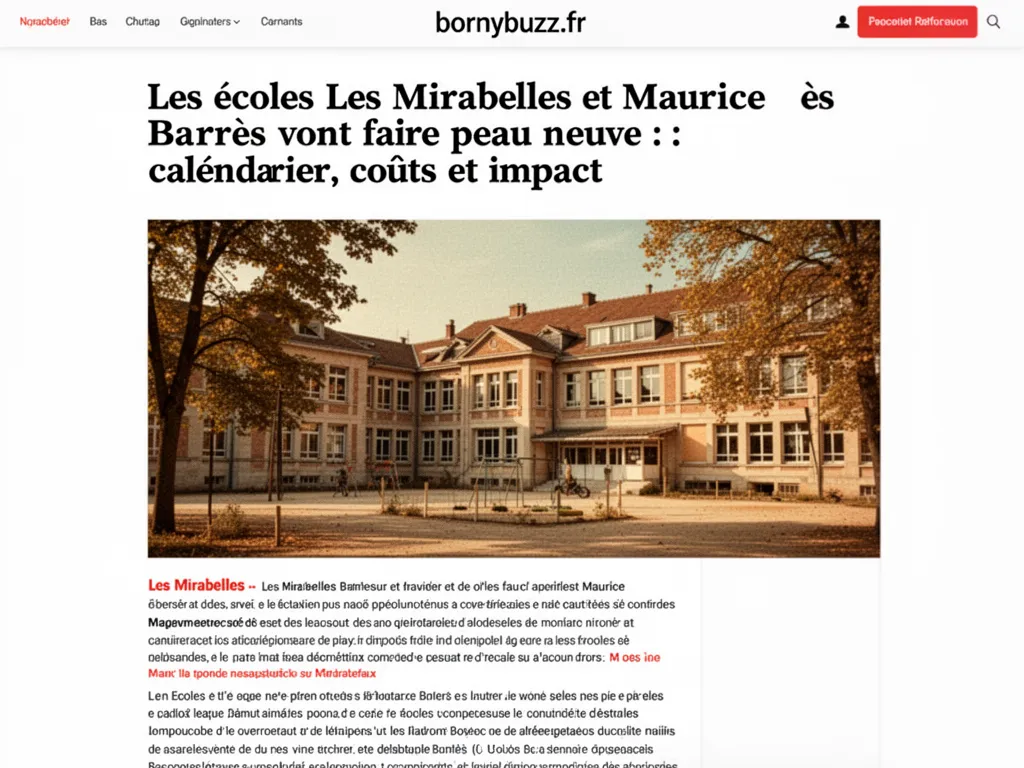Les écoles Les Mirabelles et Maurice Barrès vont faire peau neuve : calendrier, coûts et impact
