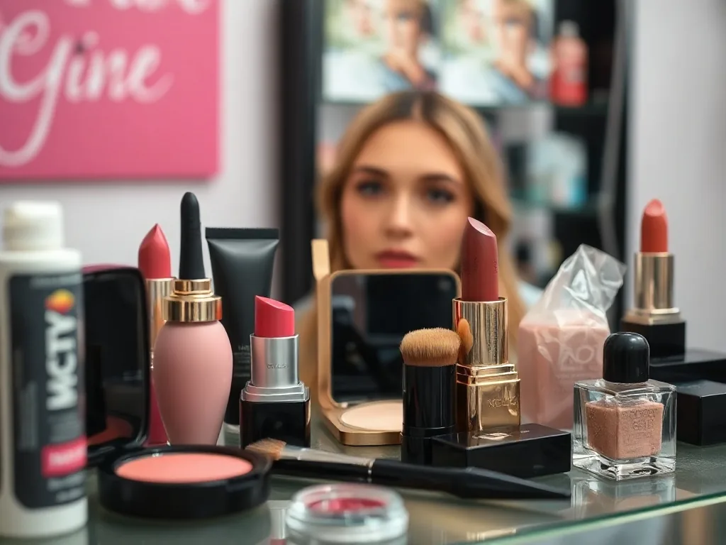 Gros plan sur un maquillage glamour chic avec un smoky eye charbonneux et des lèvres nude lumineuses, sur fond de lumière tamisée.