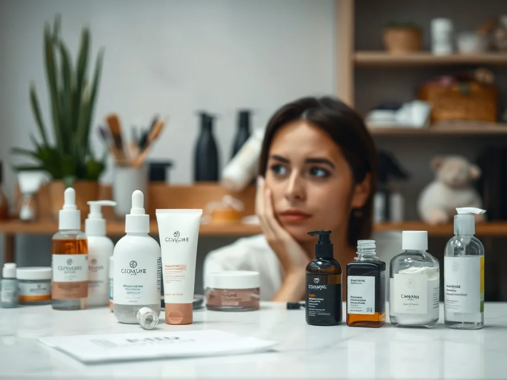Femme de 40 ans appliquant un sérum sur son visage devant un miroir, lumière naturelle