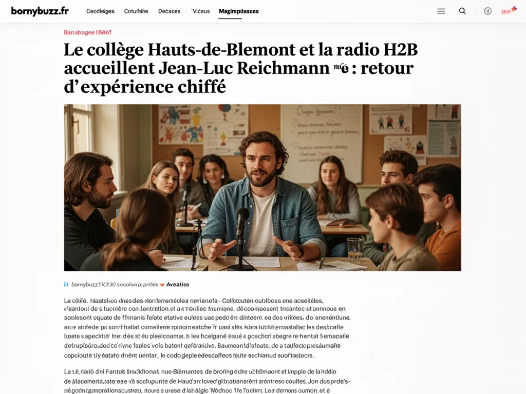Le collège Hauts‑de‑Blemont et la radio H2B accueillent Jean‑Luc Reichmann : retour d'expérience chiffré