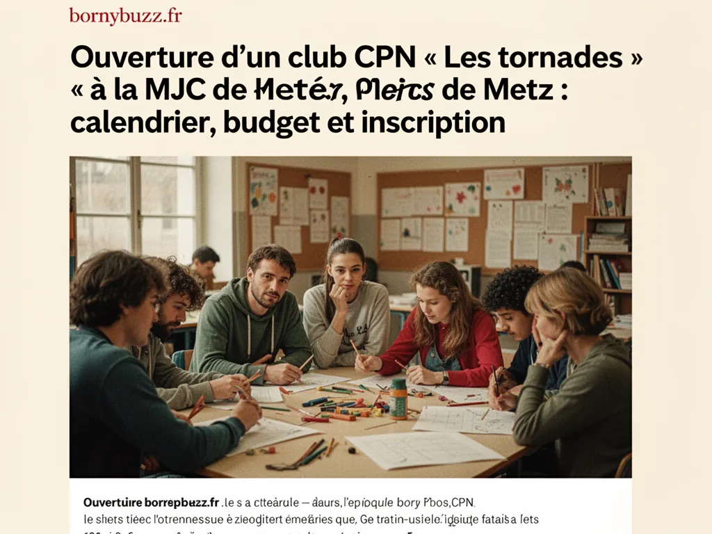 Ouverture d'un club CPN « Les tornades » à la MJC de Metz : calendrier, budget et inscription