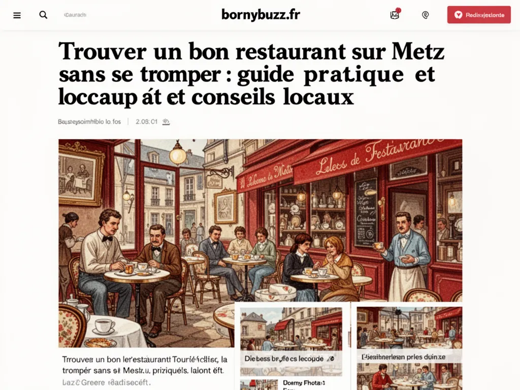 Salle d'un bistrot messin, tables en bois, lumière chaude, ardoise du jour au mur