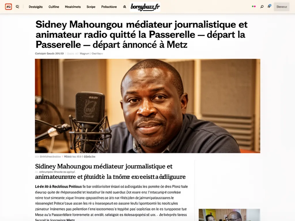 Sidney Mahoungou médiateur journalistique et animateur radio quitte la Passerelle : départ annoncé à Metz