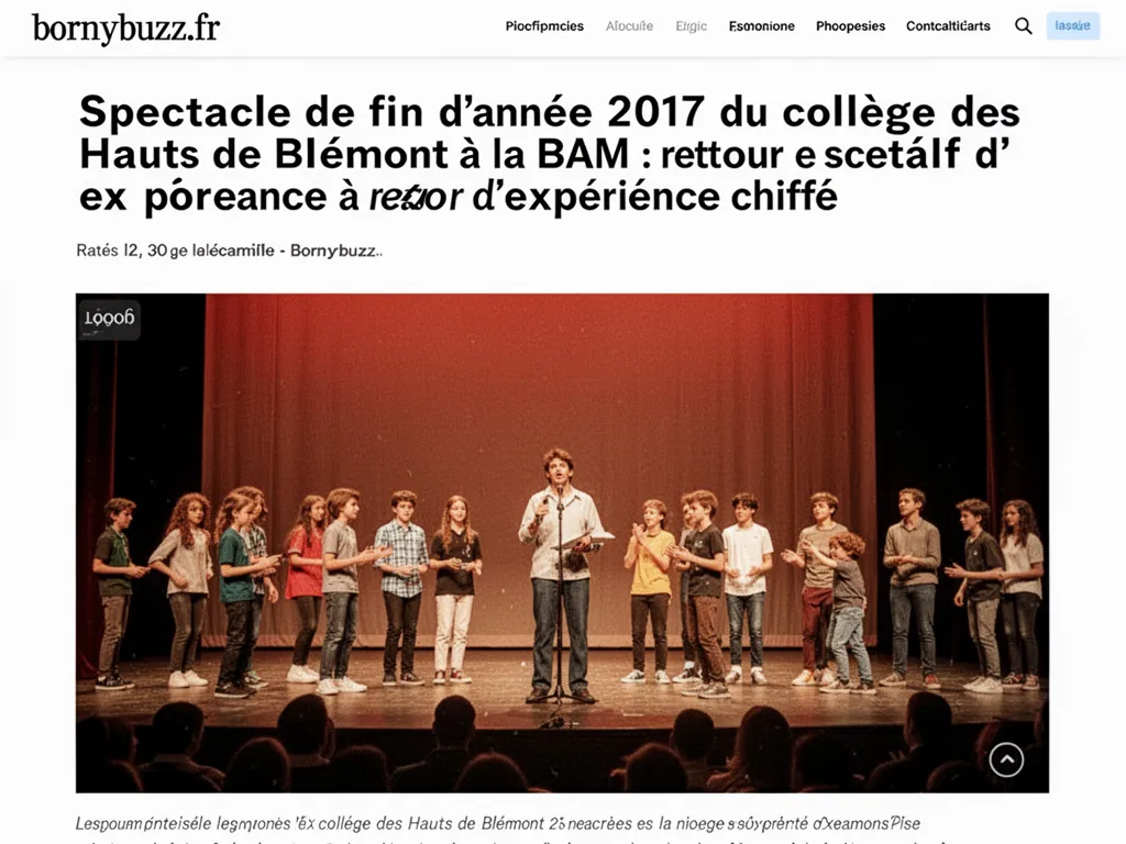 Spectacle de fin d'année 2017 du collège des Hauts de Blémont à la BAM : retour d'expérience chiffré